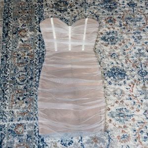 New! Fashion nova The right places ruched mini white dress. Sz XS